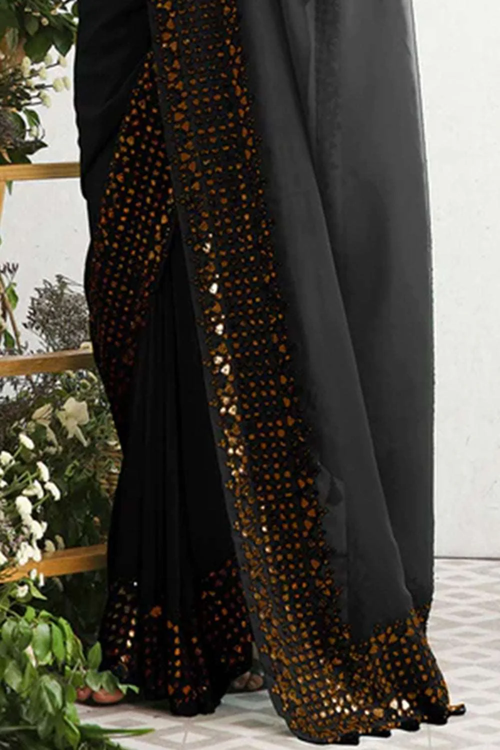 Black Color Georgette Saree. - Image 3