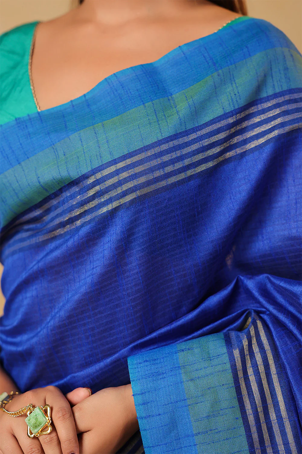 Blue Organza Woven Saree - Image 6