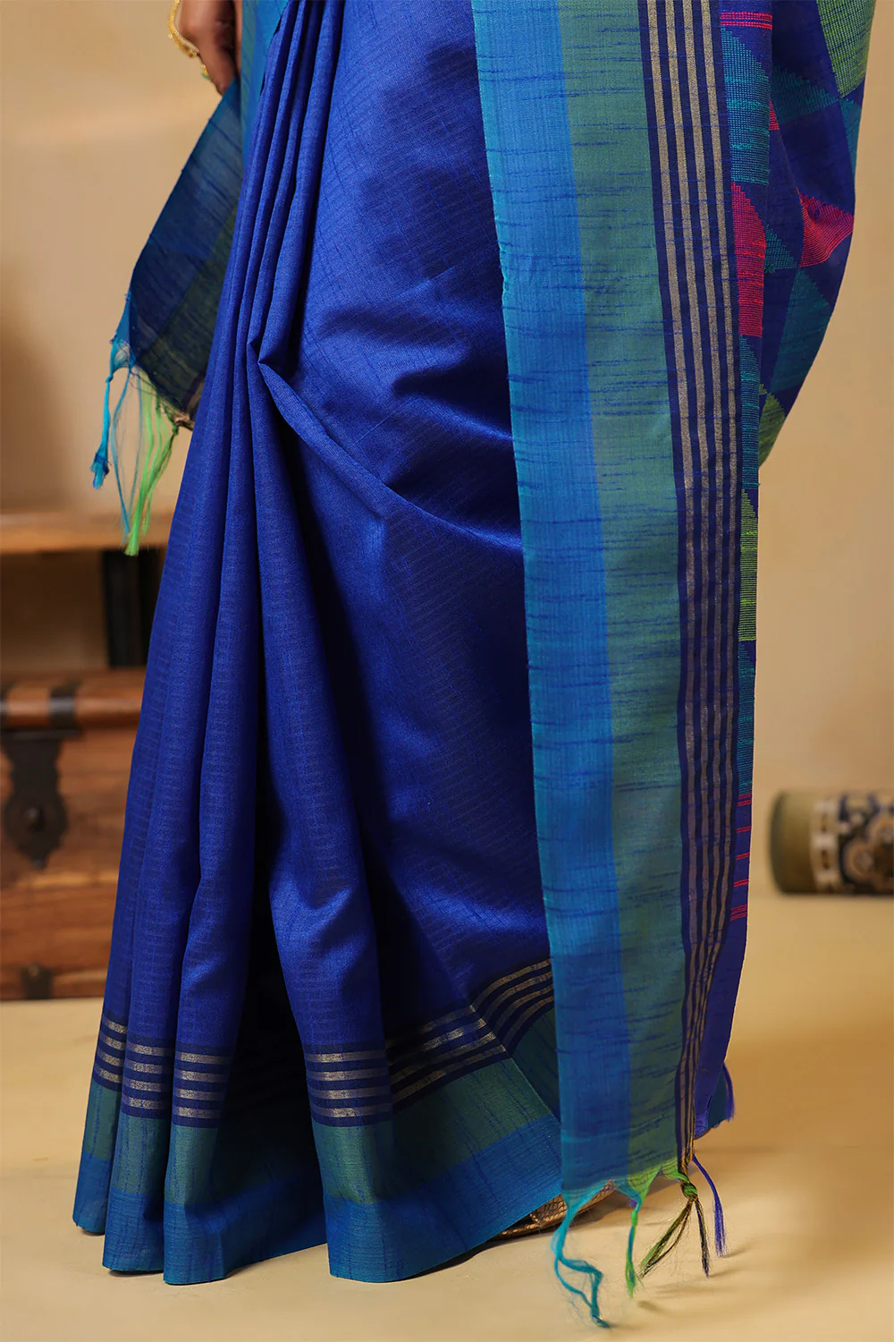 Blue Organza Woven Saree - Image 8