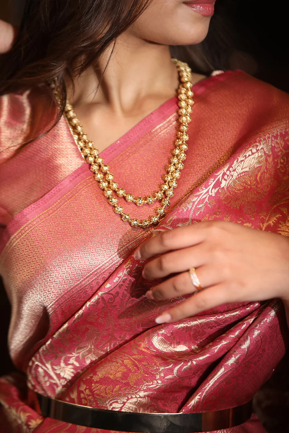 Coral Pink Color Weaving Silk Saree. - Image 6