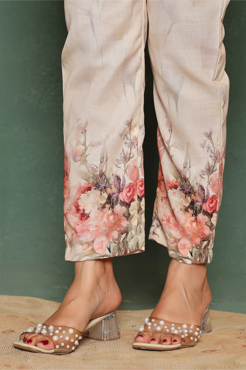 Cream Color  Khadi Cotton Printed Co-Ord Set - Image 5