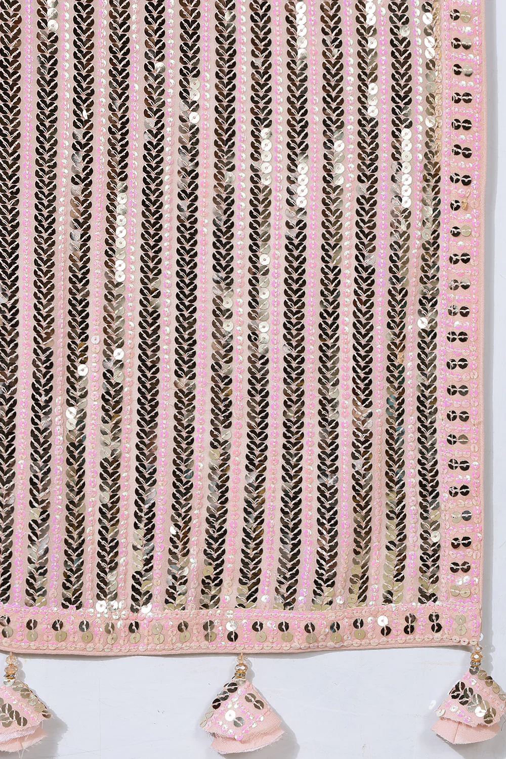 Dusty Pink Color Sequins Embroidered Georgette Saree - Image 7