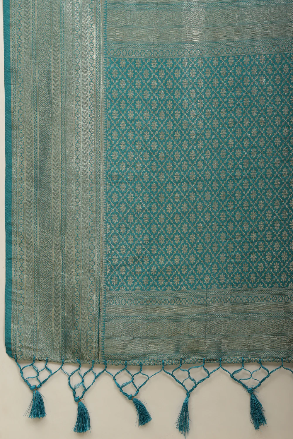 Eastern Blue Lightweight Banarasi Silk Weaving Saree - Image 8