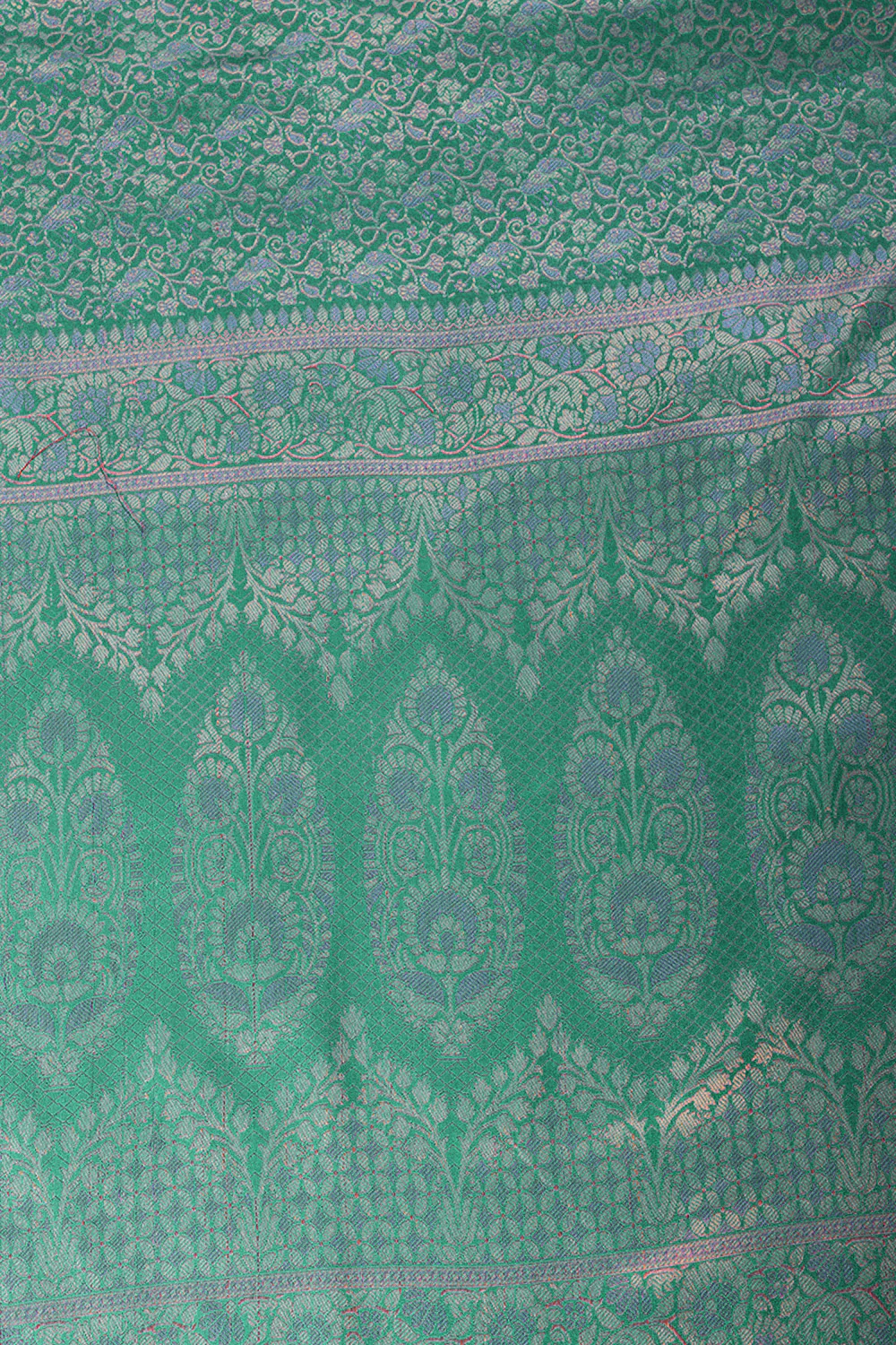 Firozi Cotton Silk Resham & Zari Woven Saree - Image 2