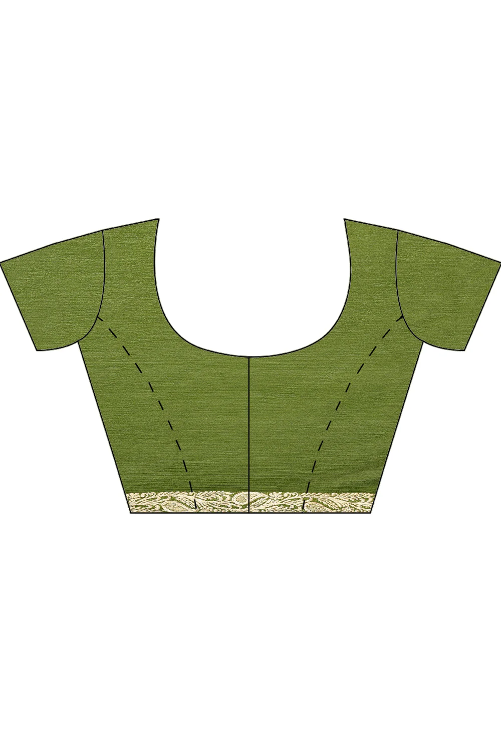 Green Chiffon Zari Border Saree - Image 6