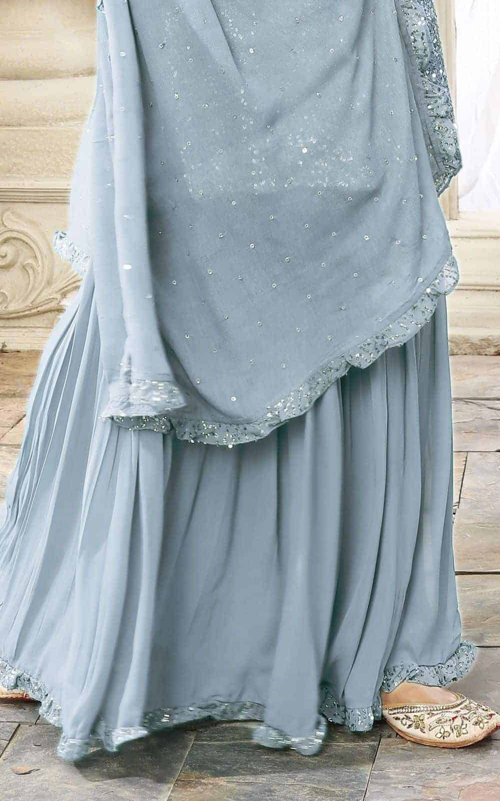 Grey Colour Georgette Gharara Suit - Image 2