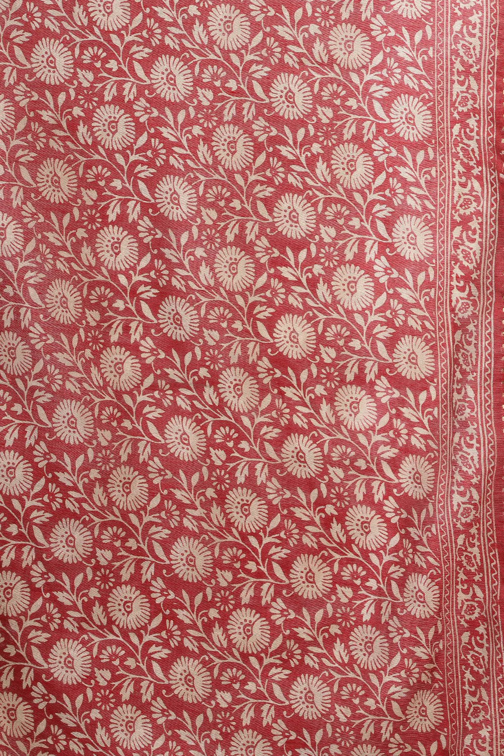 Maroon Cotton Meenkari Printed Saree - Image 6