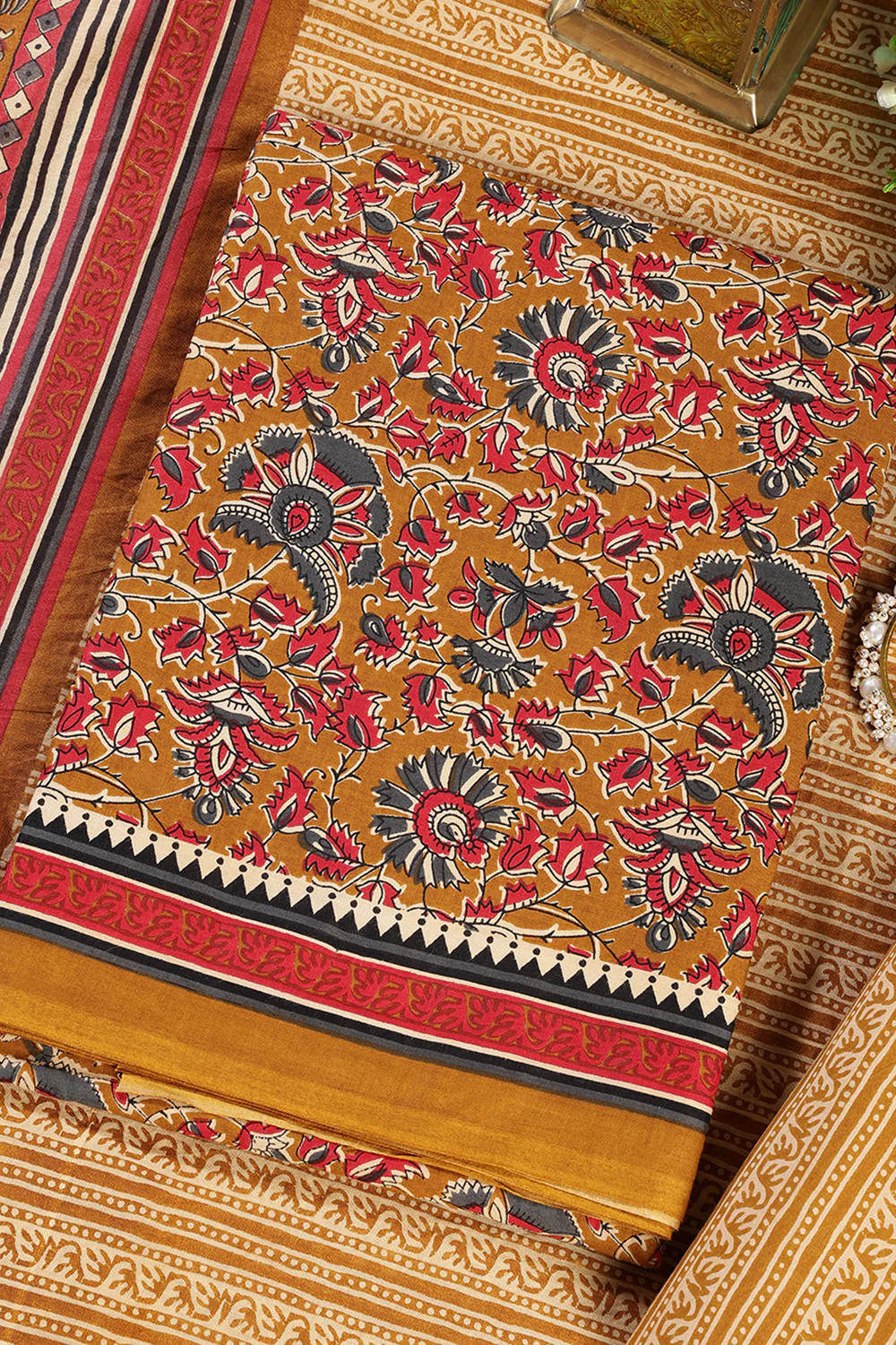 Mustard Cambric Cotton Unstitched Suit Material - Image 3