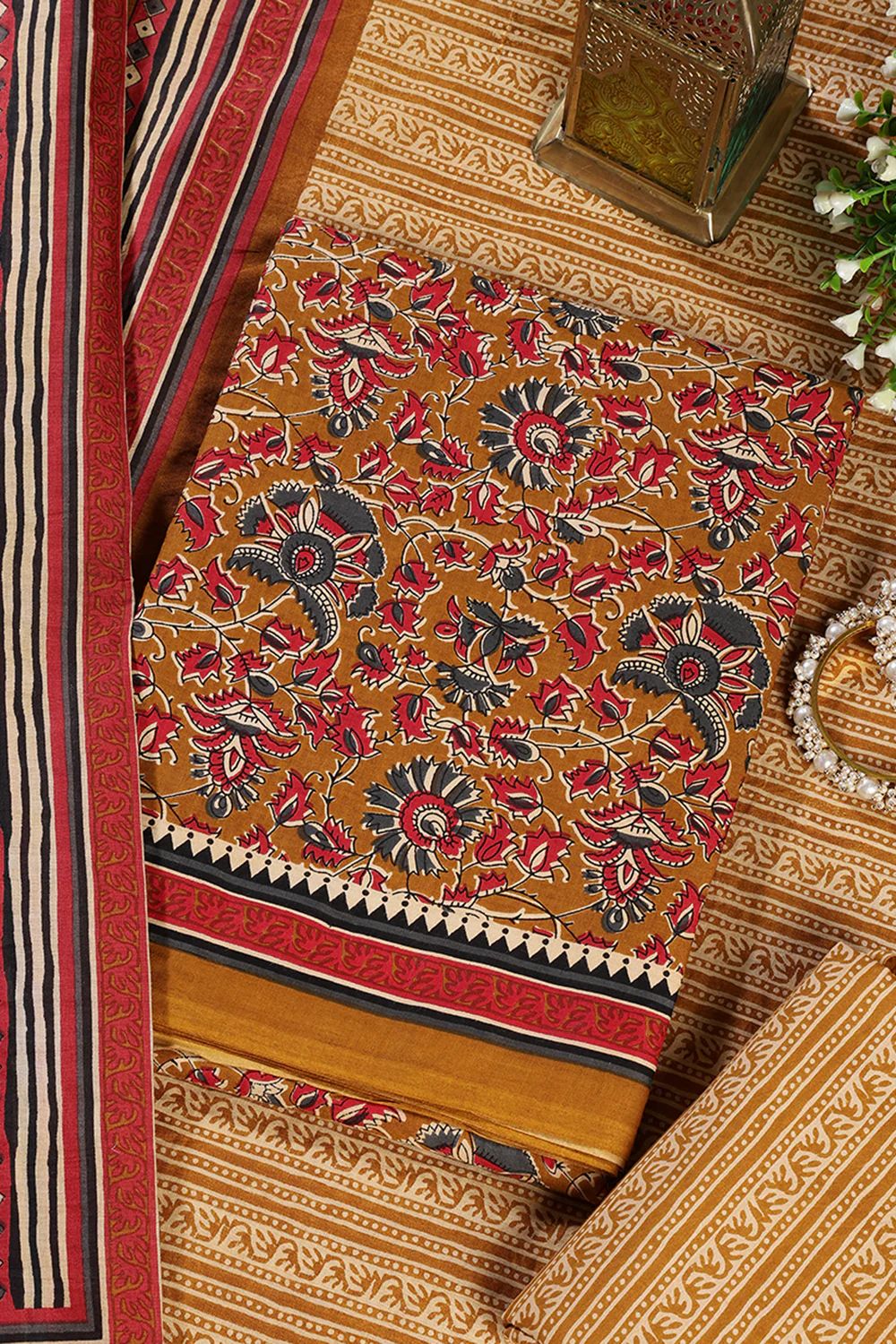 Mustard Cambric Cotton Unstitched Suit Material - Image 4