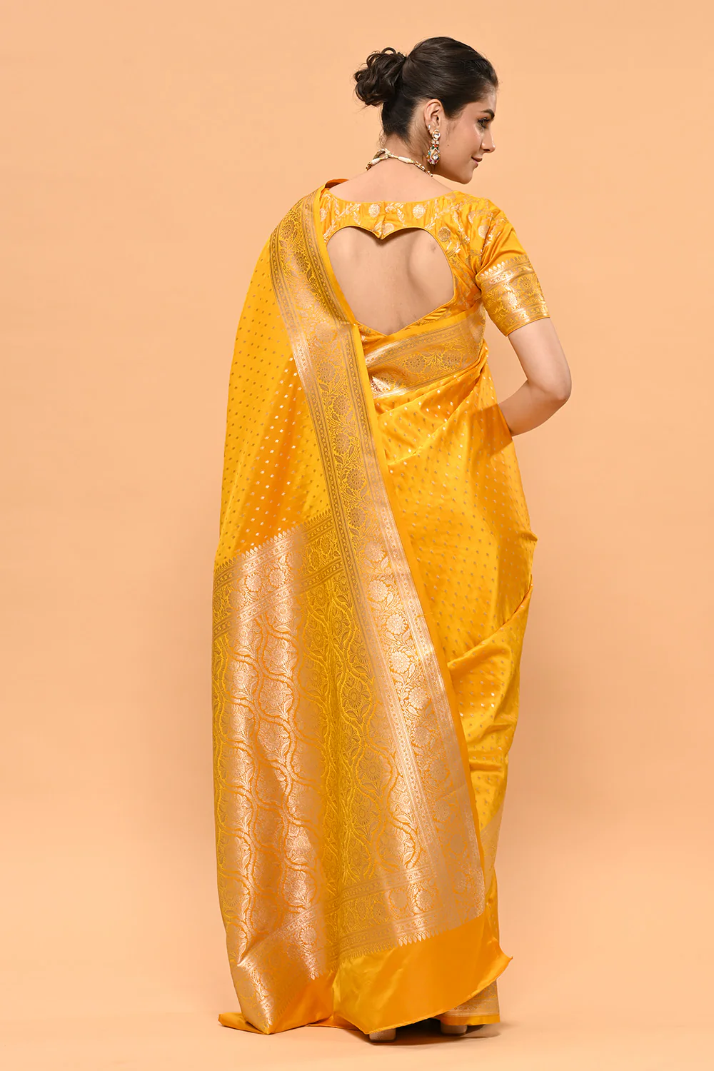 Mustard Color Zari Woven Banarasi Silk Woven - Image 3
