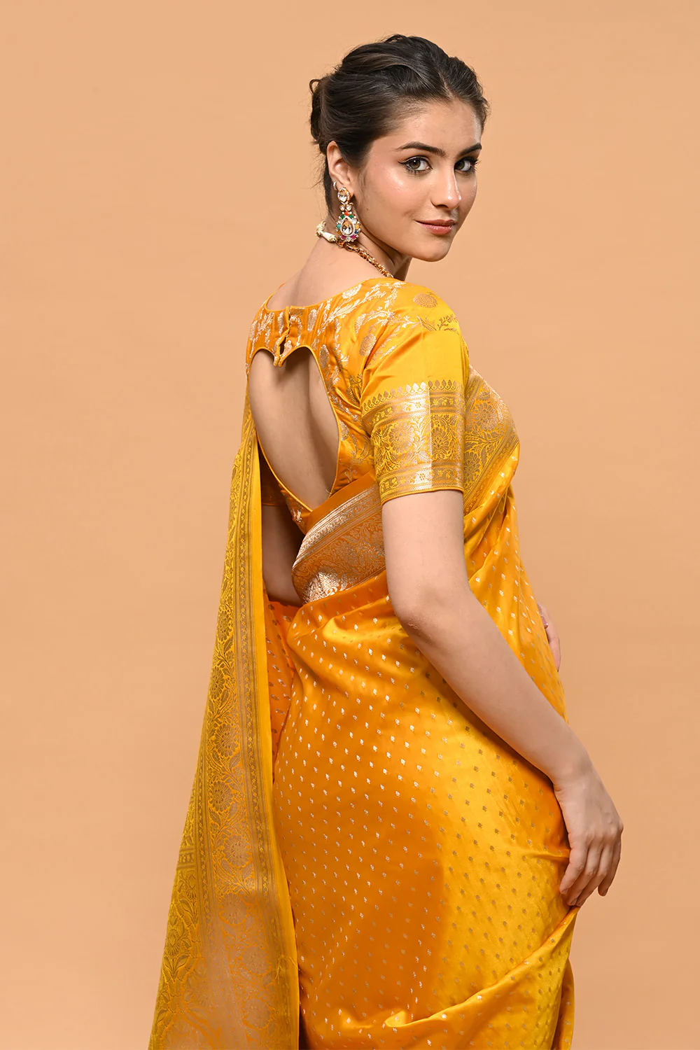 Mustard Color Zari Woven Banarasi Silk Woven - Image 8