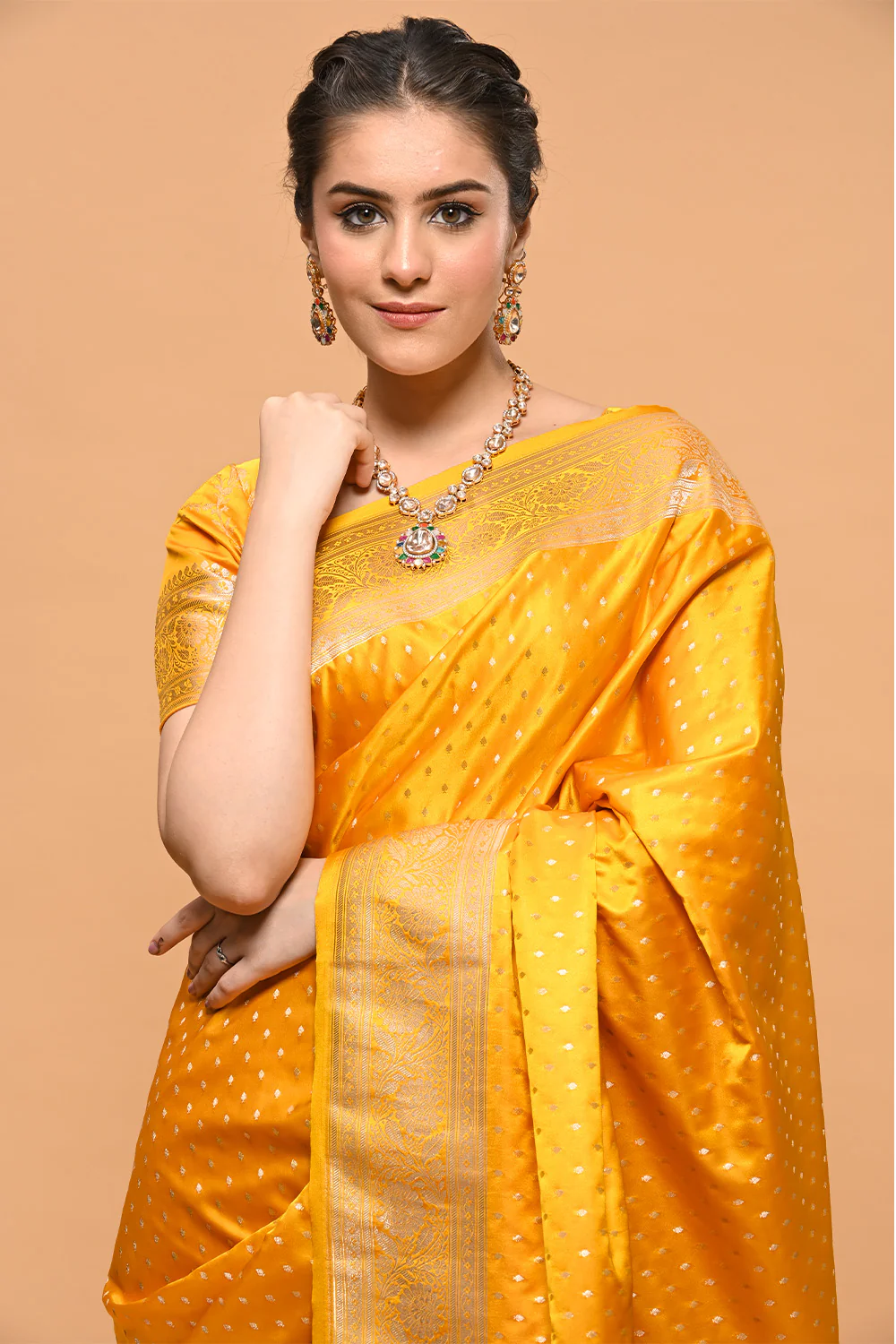 Mustard Color Zari Woven Banarasi Silk Woven - Image 9