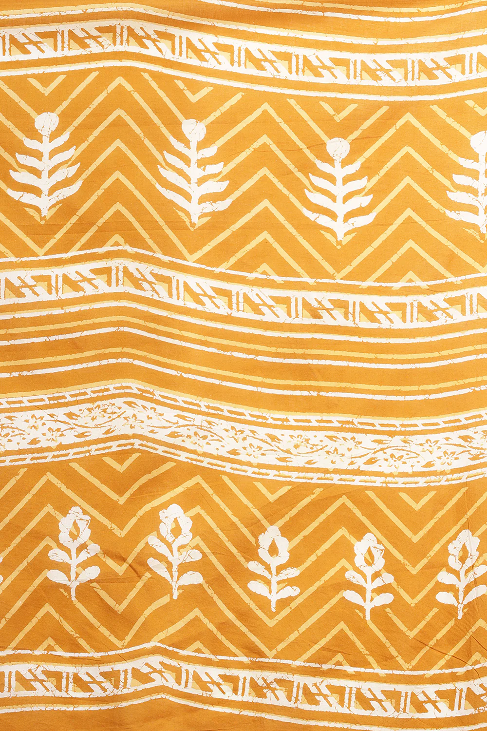 Mustard Cotton Dhabu Printed Saree - Image 7