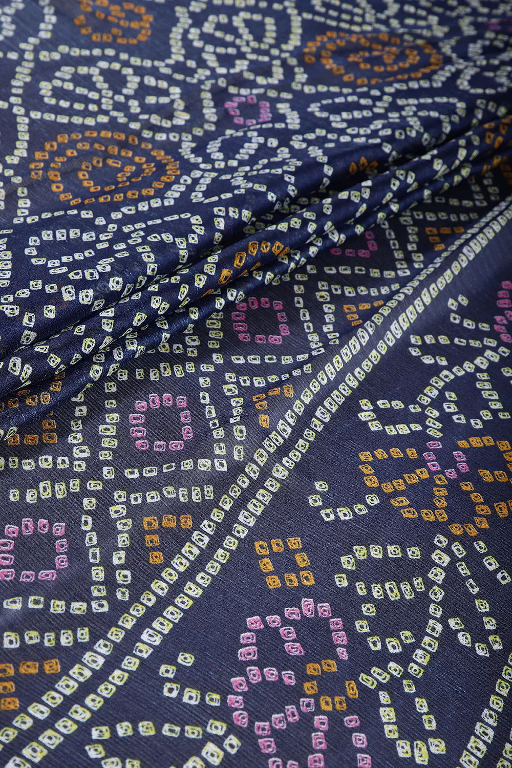 Navy Color Chiffon Bandhani Printed Saree - Image 8