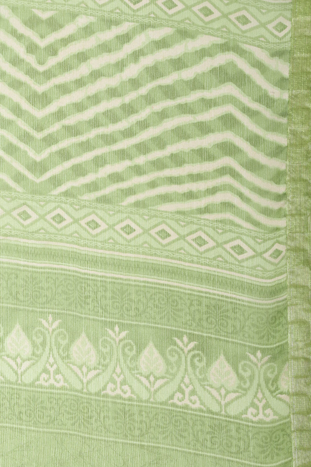 Olive Green Color Chiffon Leheriya Printed Saree - Image 11