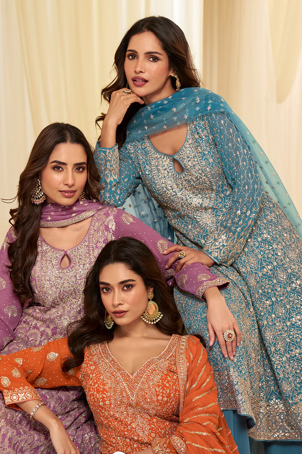 Orange Georgette Embroidered Anarkali Suit Set - Image 5