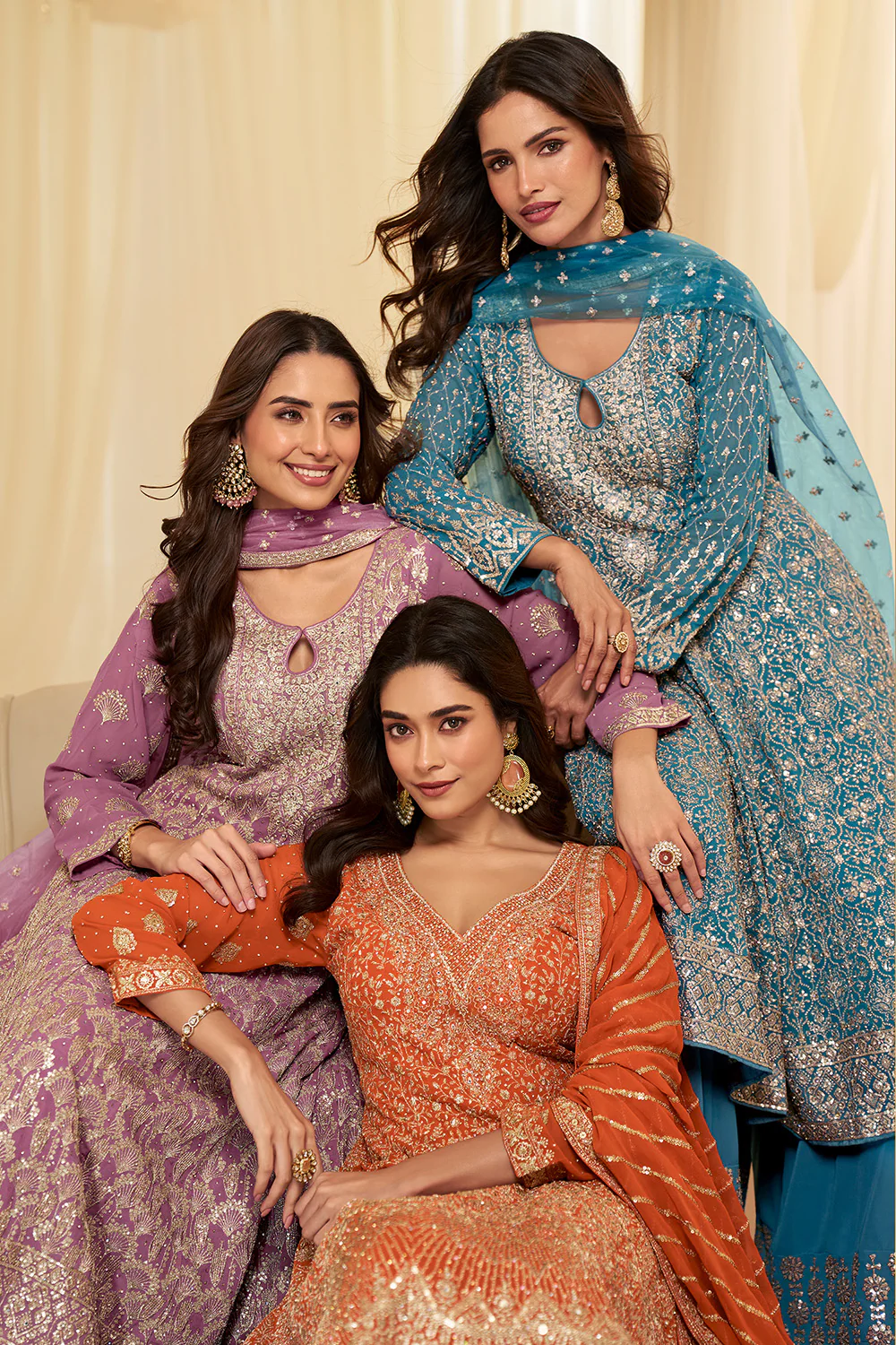 Orange Georgette Embroidered Anarkali Suit Set - Image 6