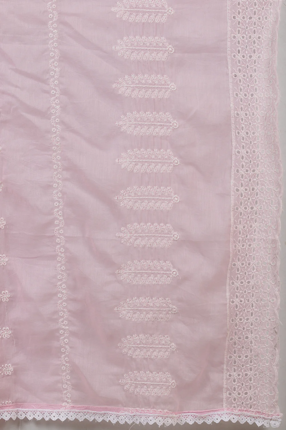 Pink Cotton Resham Embroidered and Lace Work Anarkali Suit - Image 8
