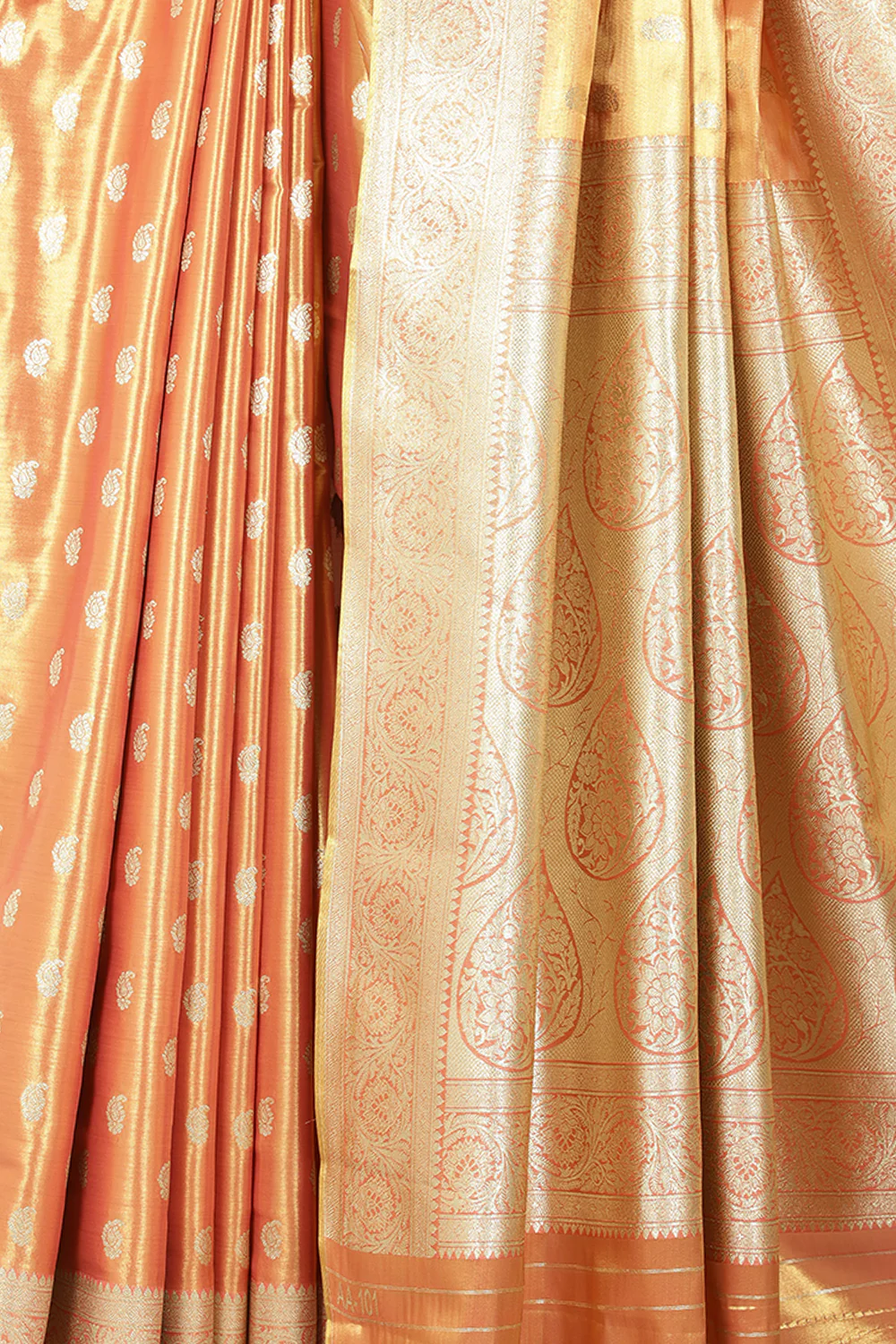 Rani & Gold Dual Toned Silk Woven Saree - Image 2