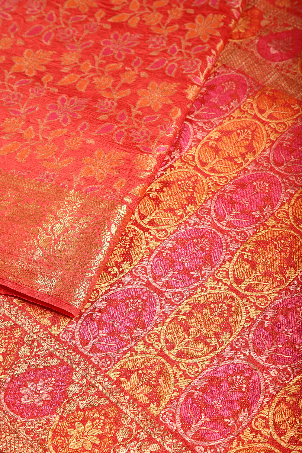 Red Color Tussar Woven Silk Saree - Image 4
