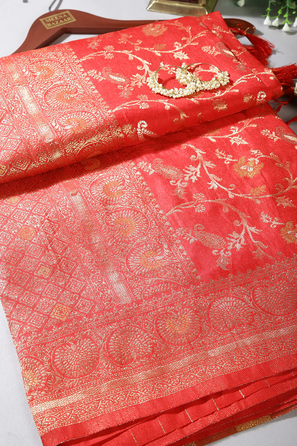 Red Color Zari Woven South Silk Saree - Image 4