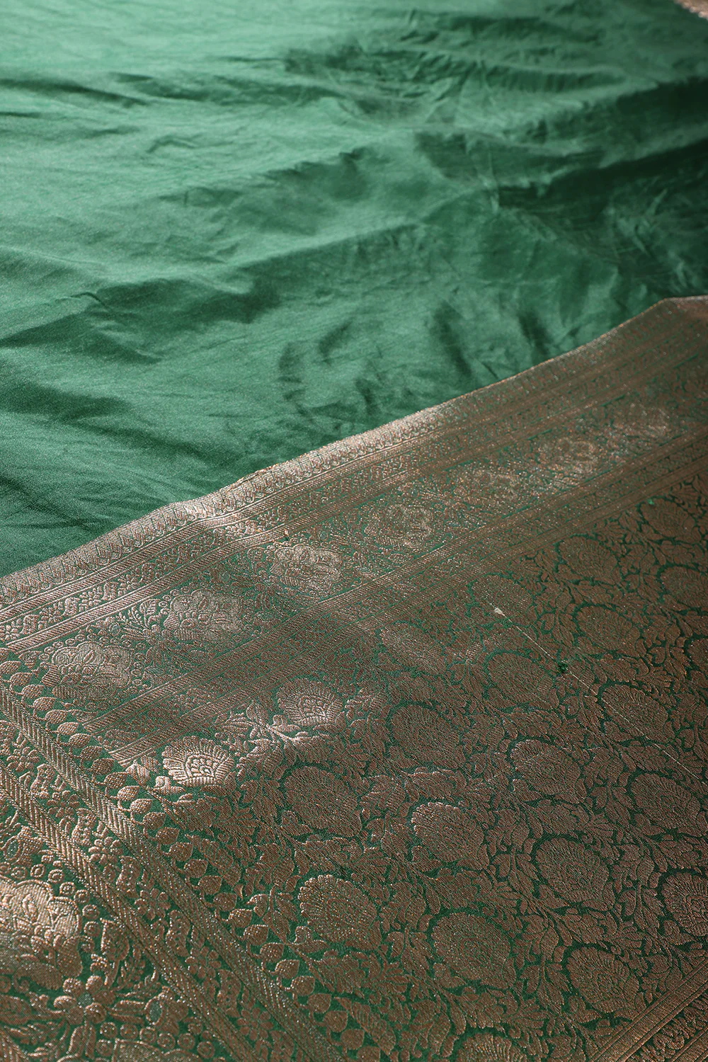 Solid Colour Silk Woven Sarees - Image 2
