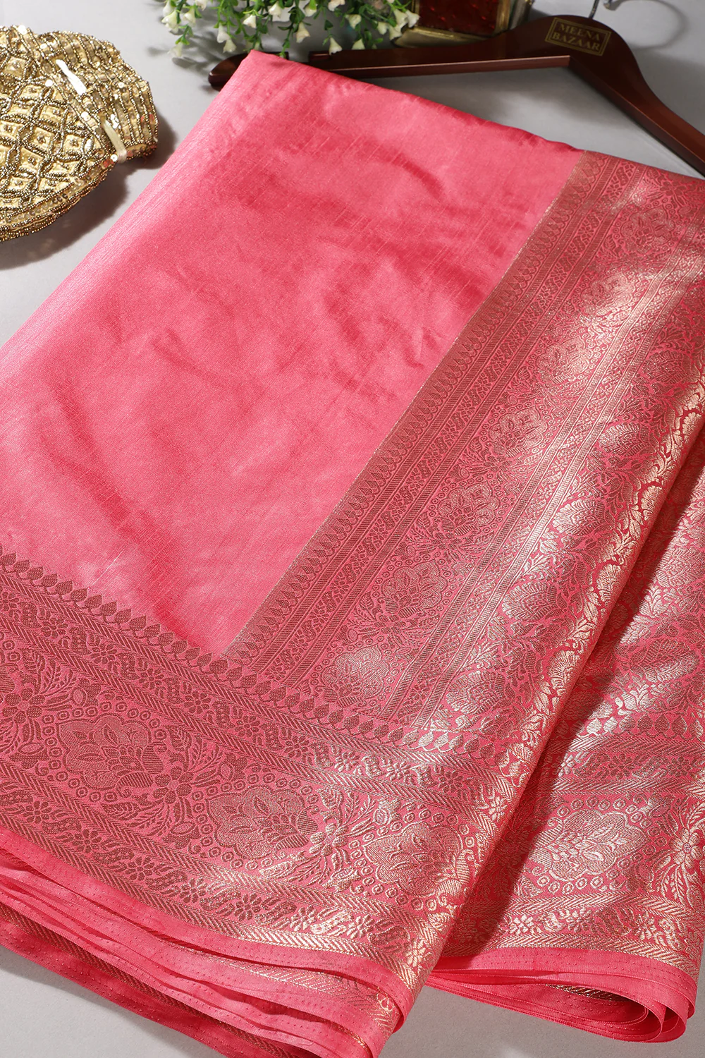 Solid Colour Silk Woven Sarees - Image 9