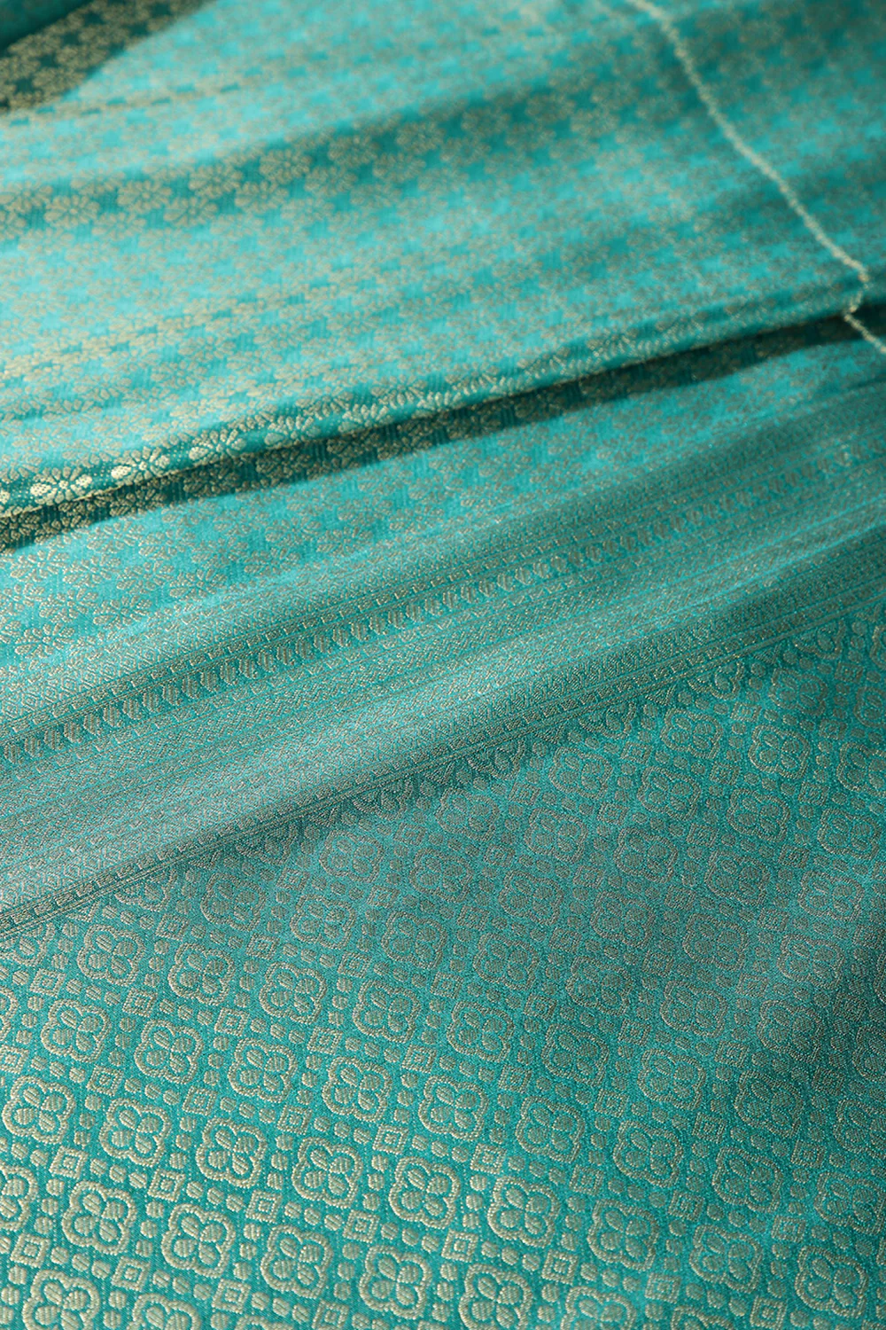 Teal Color South Silk Zari Woven Saree - Image 3