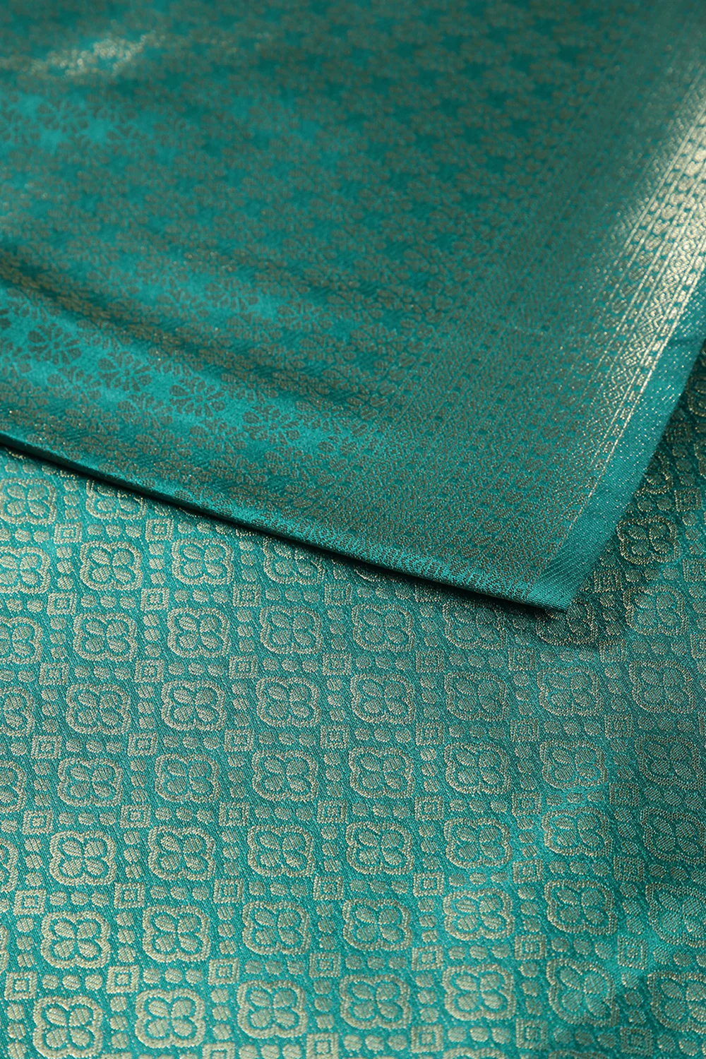 Teal Color South Silk Zari Woven Saree - Image 4