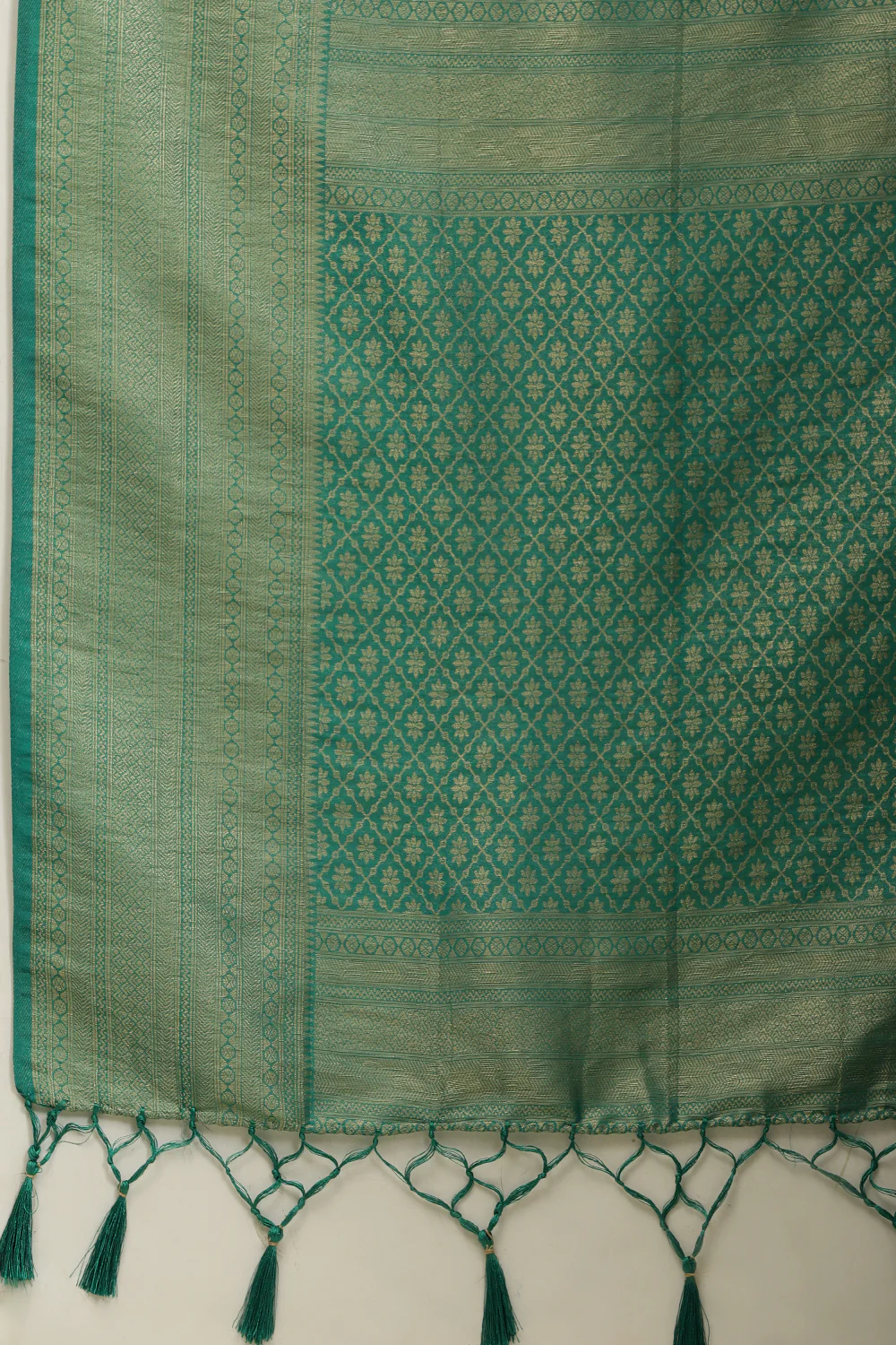 Teal Lightweight Banarasi Silk Weaving Saree - Image 9