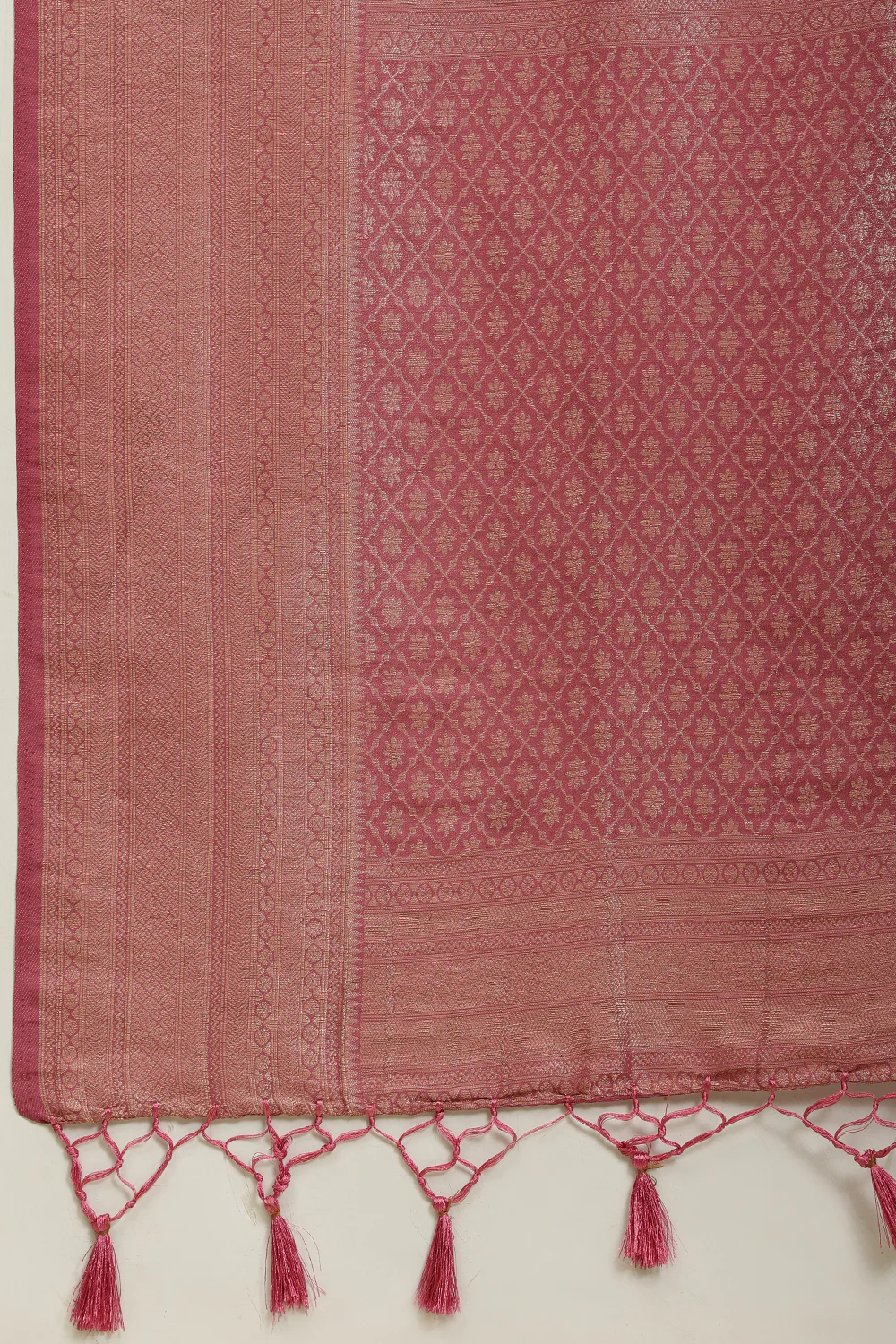 Tulip Pink Lightweight Banarasi Silk Weaving Saree - Image 7