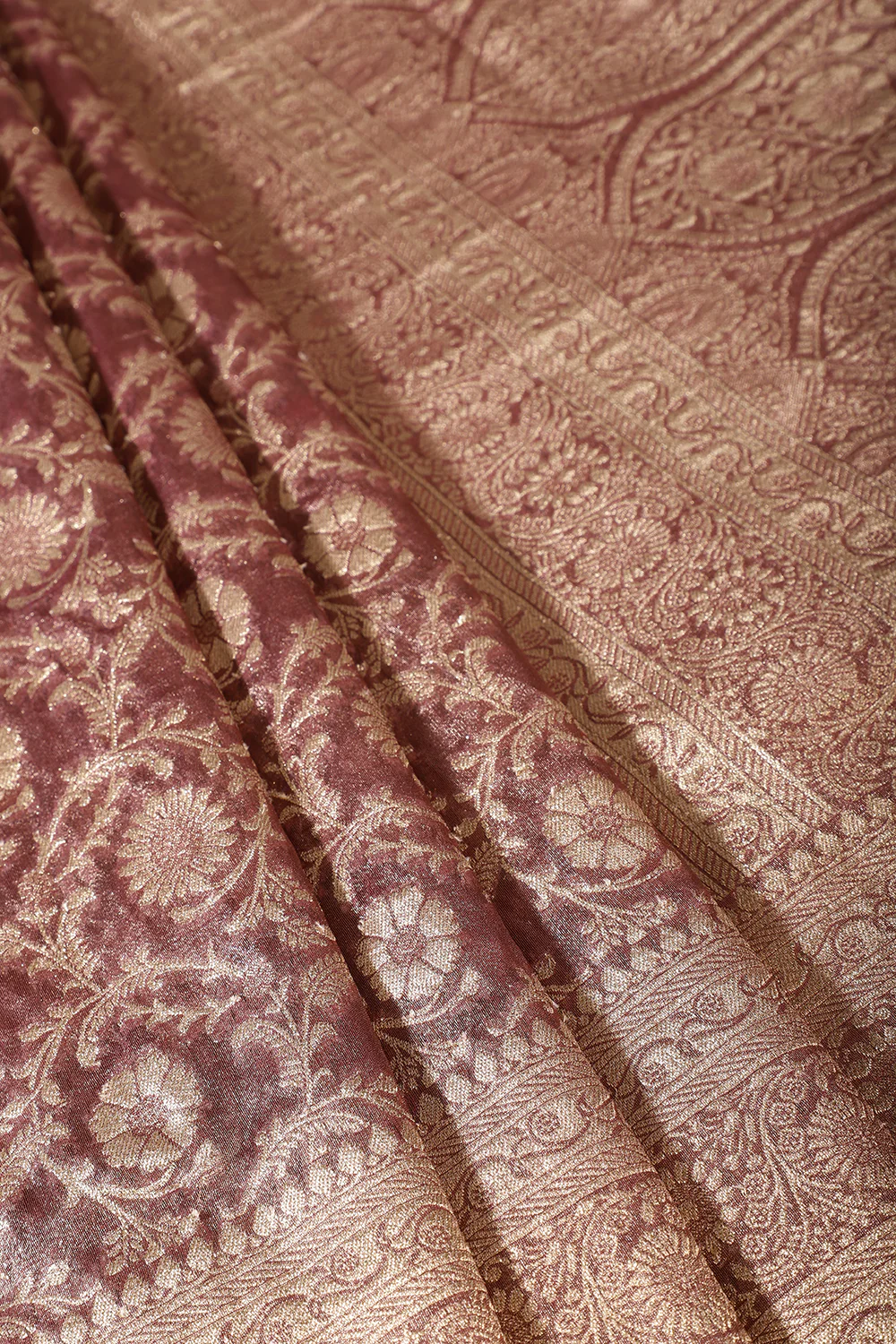 Wine Tissue Silk Banarasi Woven Saree - Image 3